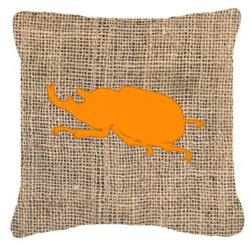 Beetle Burlap and Orange   Canvas Fabric Decorative Pillow BB1064 - the-store.com