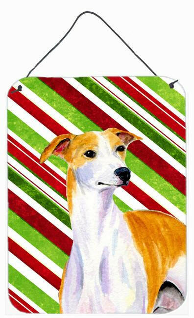 Whippet Candy Cane Holiday Christmas Wall or Door Hanging Prints by Caroline's Treasures