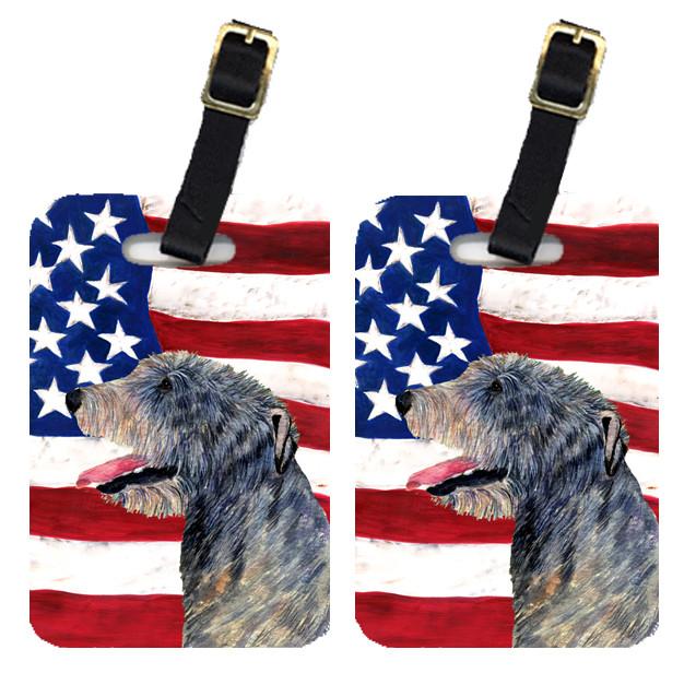Pair of USA American Flag with Irish Wolfhound Luggage Tags SS4033BT by Caroline&#39;s Treasures