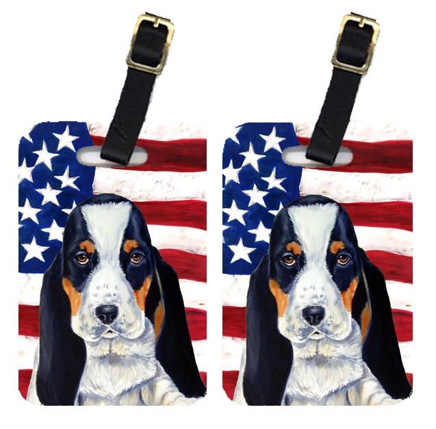 Pair of USA American Flag with Basset Hound Luggage Tags LH9015BT by Caroline's Treasures