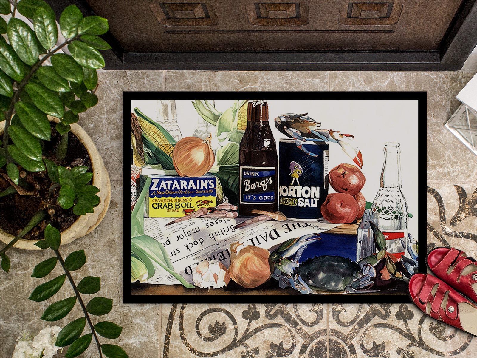 Caroline's Treasures Barq's, Crabs, and spices Doormat Doormat - Large 24x36 – Indoor/Outdoor Floor Mat