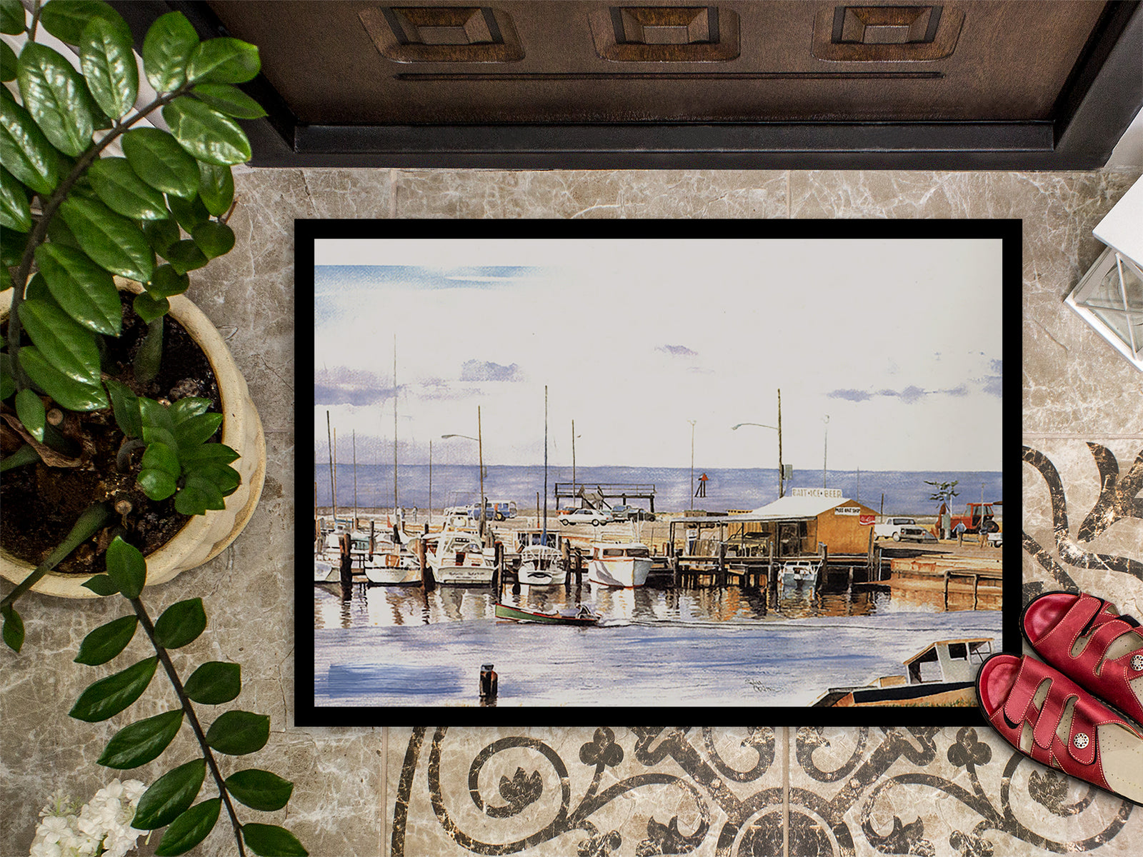 Caroline's Treasures Pass Bait Shop Doormat Doormat - Large 24x36 – Indoor/Outdoor Floor Mat