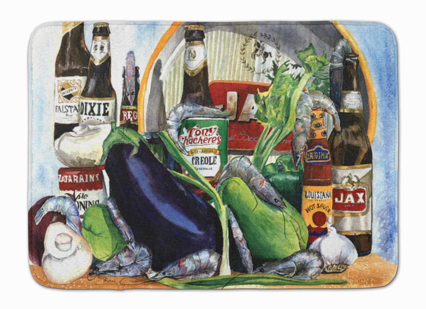 Caroline's Treasures Eggplant and New Orleans Beers Machine Washable Memory Foam Mat 1007RUG