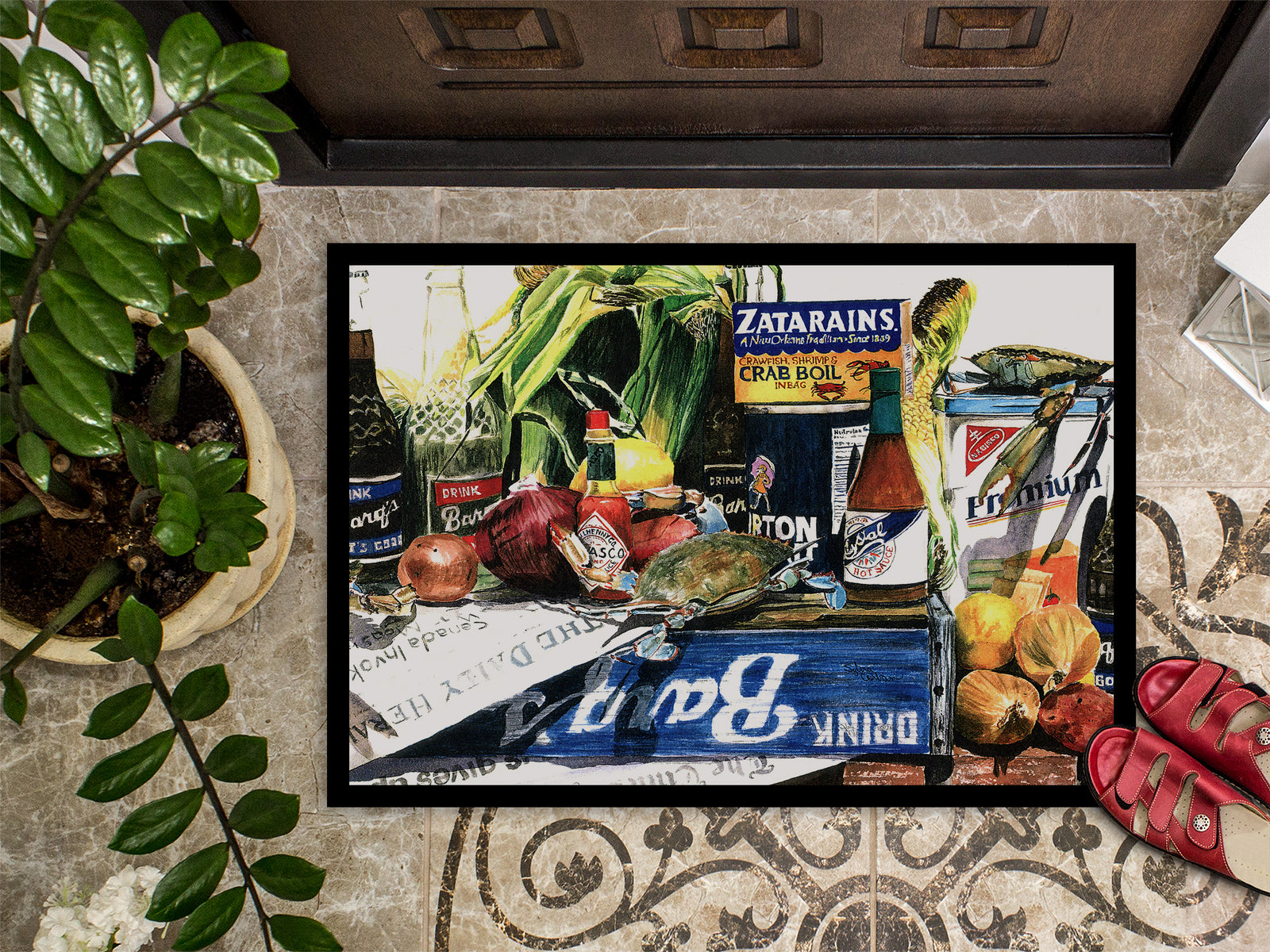 Caroline's Treasures Crab in the Middle Doormat Doormat - Large 24x36 – Indoor/Outdoor Floor Mat