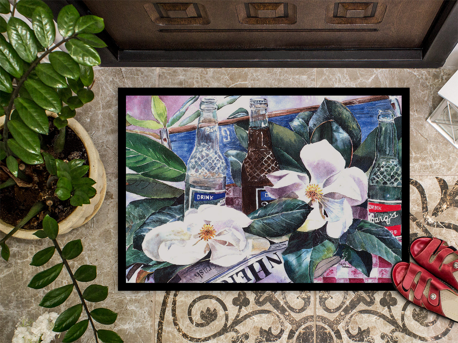 Caroline's Treasures Barq's and Magnolia Doormat Doormat - Large 24x36 – Indoor/Outdoor Floor Mat