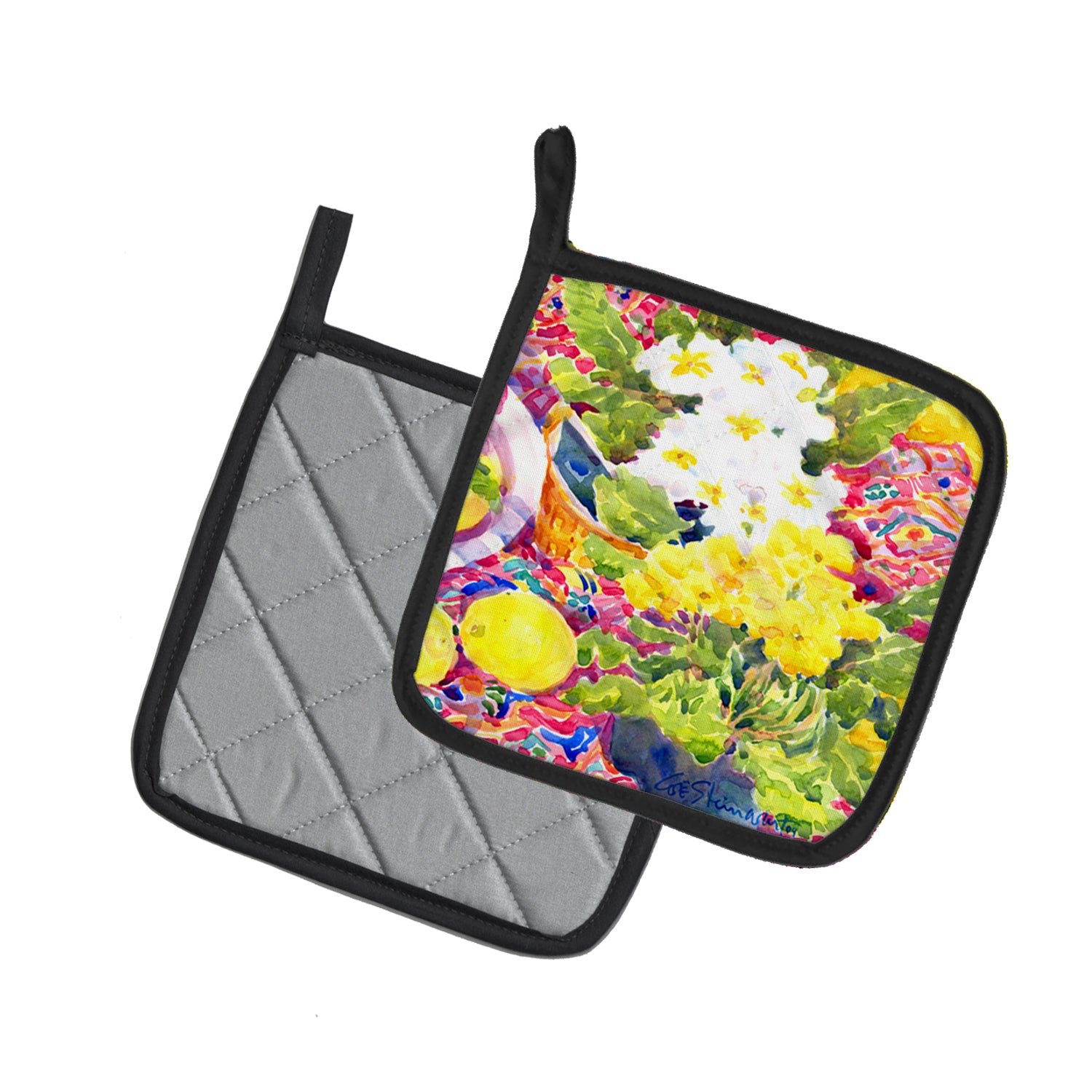 Caroline's Treasures Primroses Pot Holders - Set of 2 Decorative Kitchen Helpers | Made in the USA 6062PTHD