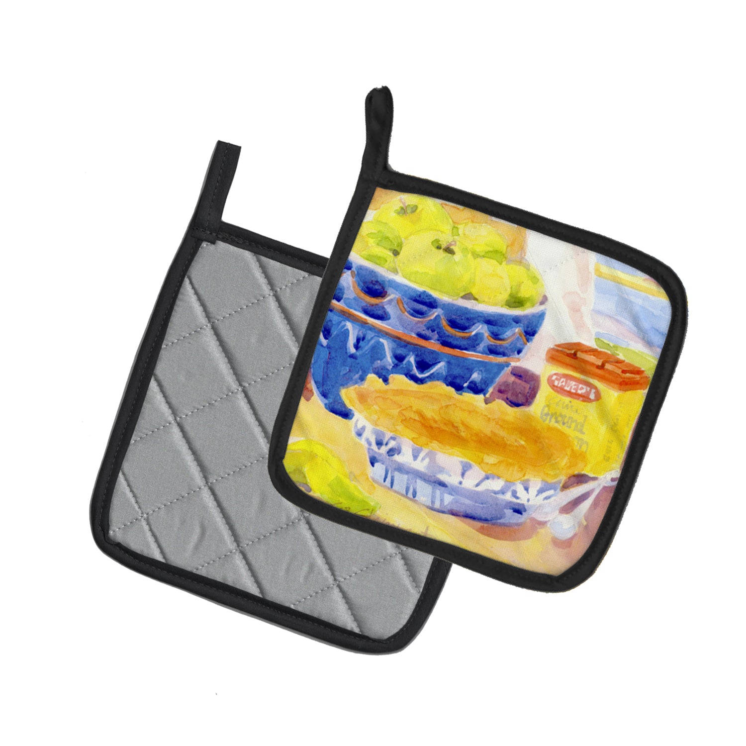 Caroline's Treasures Green Apples for an apple pie Pot Holders - Set of 2 Decorative Kitchen Helpers | Made in the USA 6108PTHD