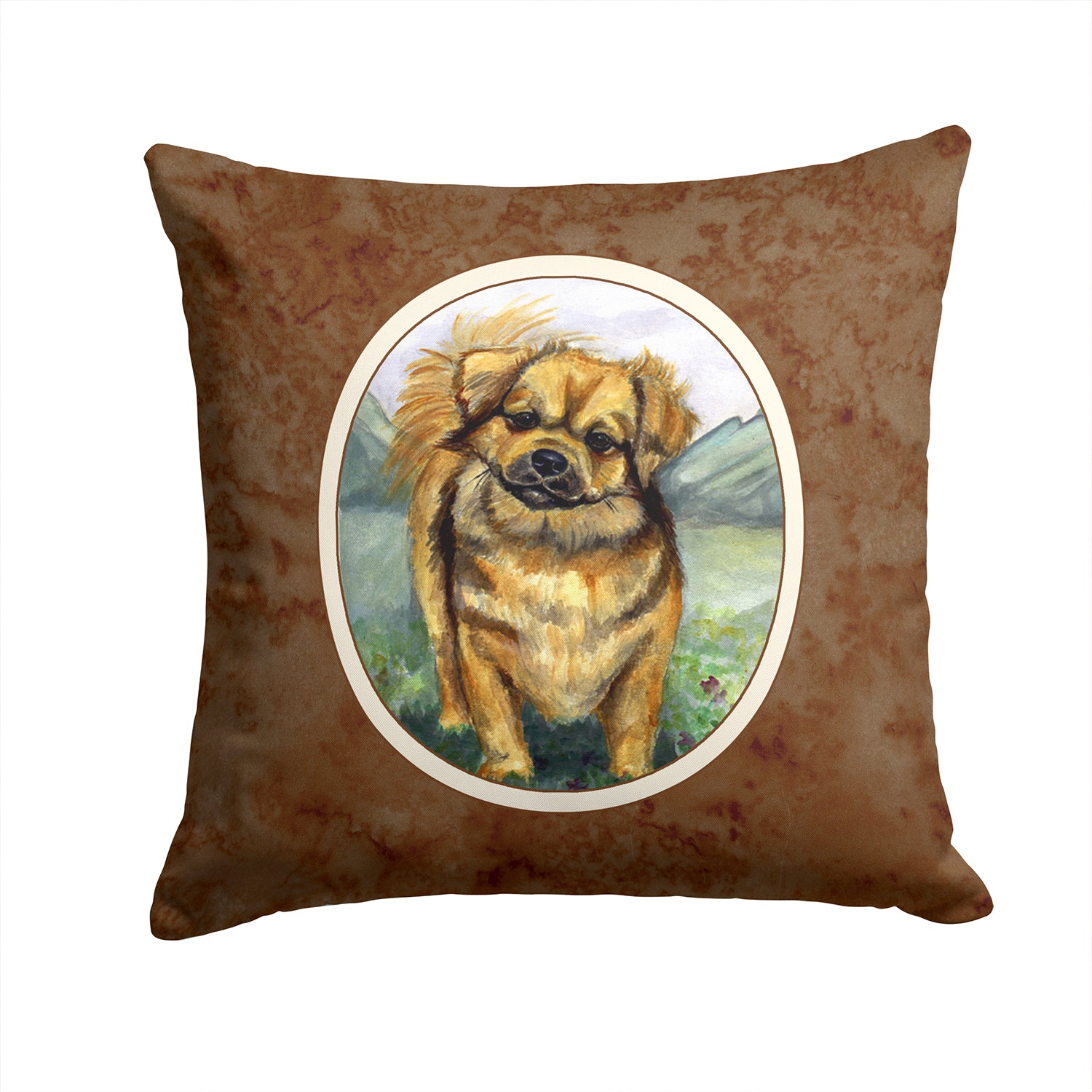 Caroline's Treasures Tibetan Spaniel Throw Pillow - 14x14 Decorative Pillow – Art for Your Home & Patio 7075PW1414