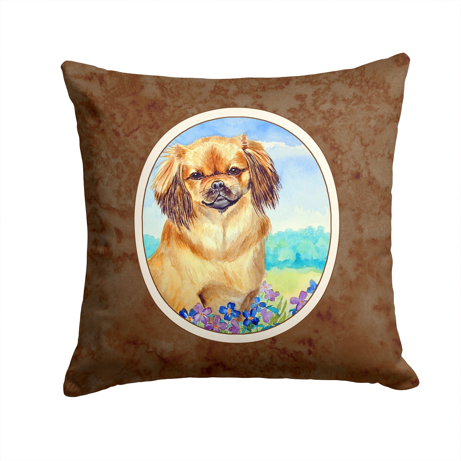 Caroline's Treasures Tibetan Spaniel Throw Pillow - 14x14 Decorative Pillow – Art for Your Home & Patio 7078PW1414