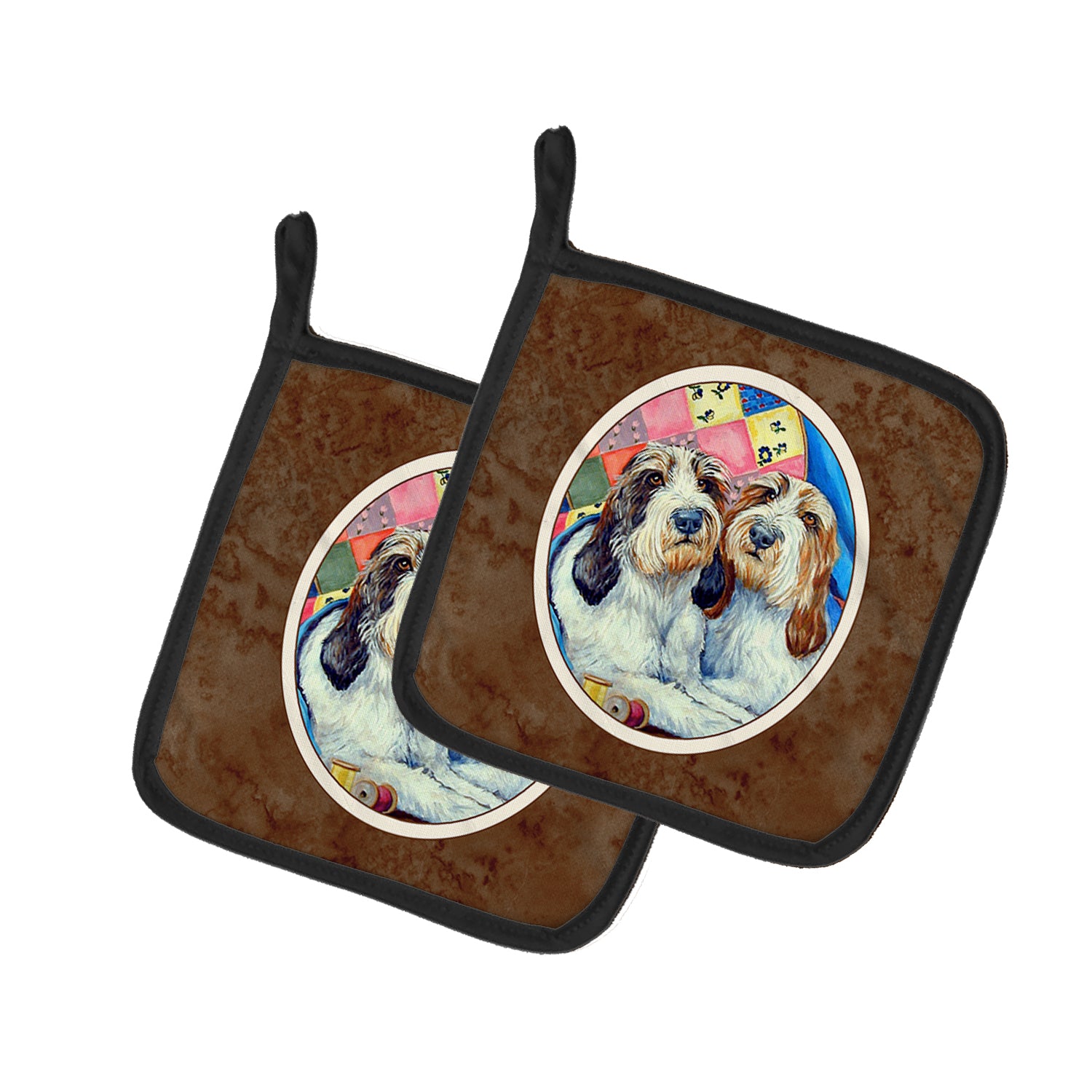 Caroline's Treasures Petit Basset Griffon Vendeen Pot Holders - Set of 2 Decorative Kitchen Helpers | Made in the USA 7095PTHD