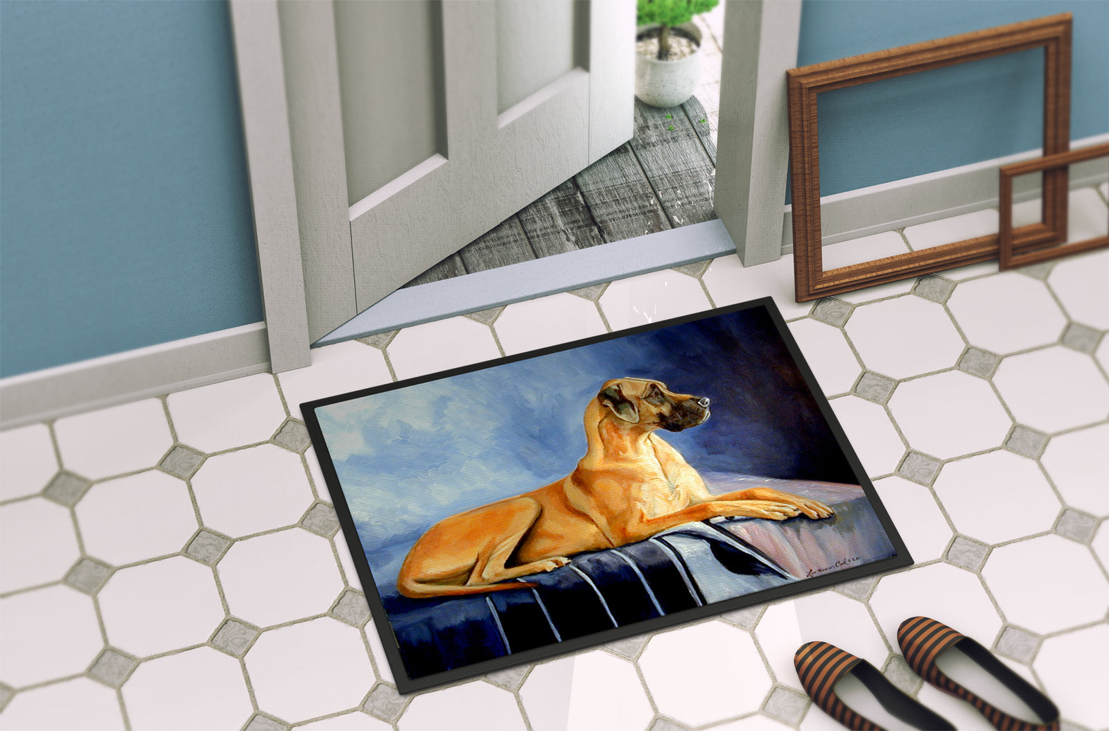 Caroline's Treasures Natural Fawn Great Dane Doormat Doormat - Large 24x36 – Indoor/Outdoor Floor Mat