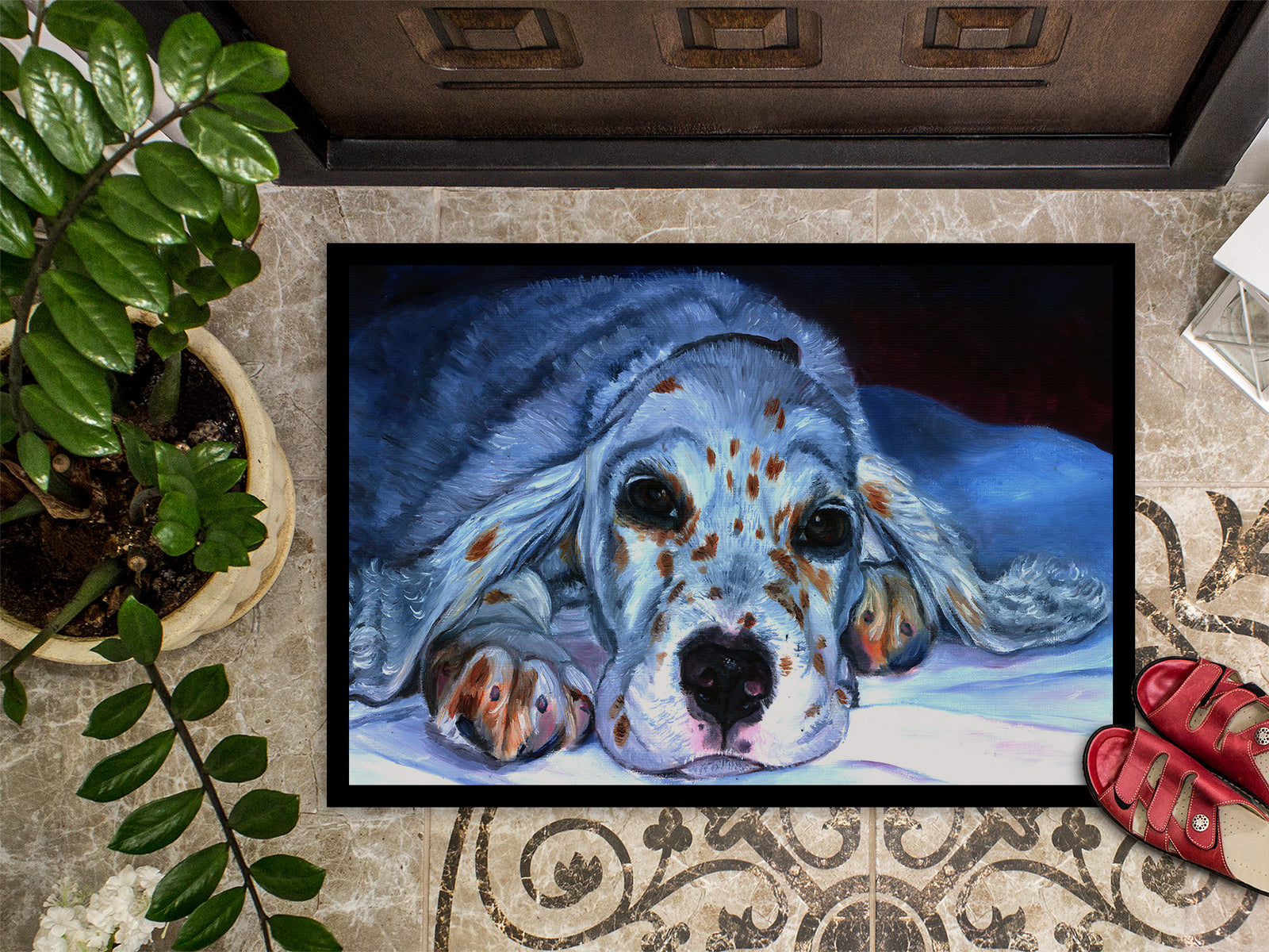 Caroline's Treasures English Setter Pup Doormat - 24x36 Decorative Floor Mat – Indoor/Outdoor Rug