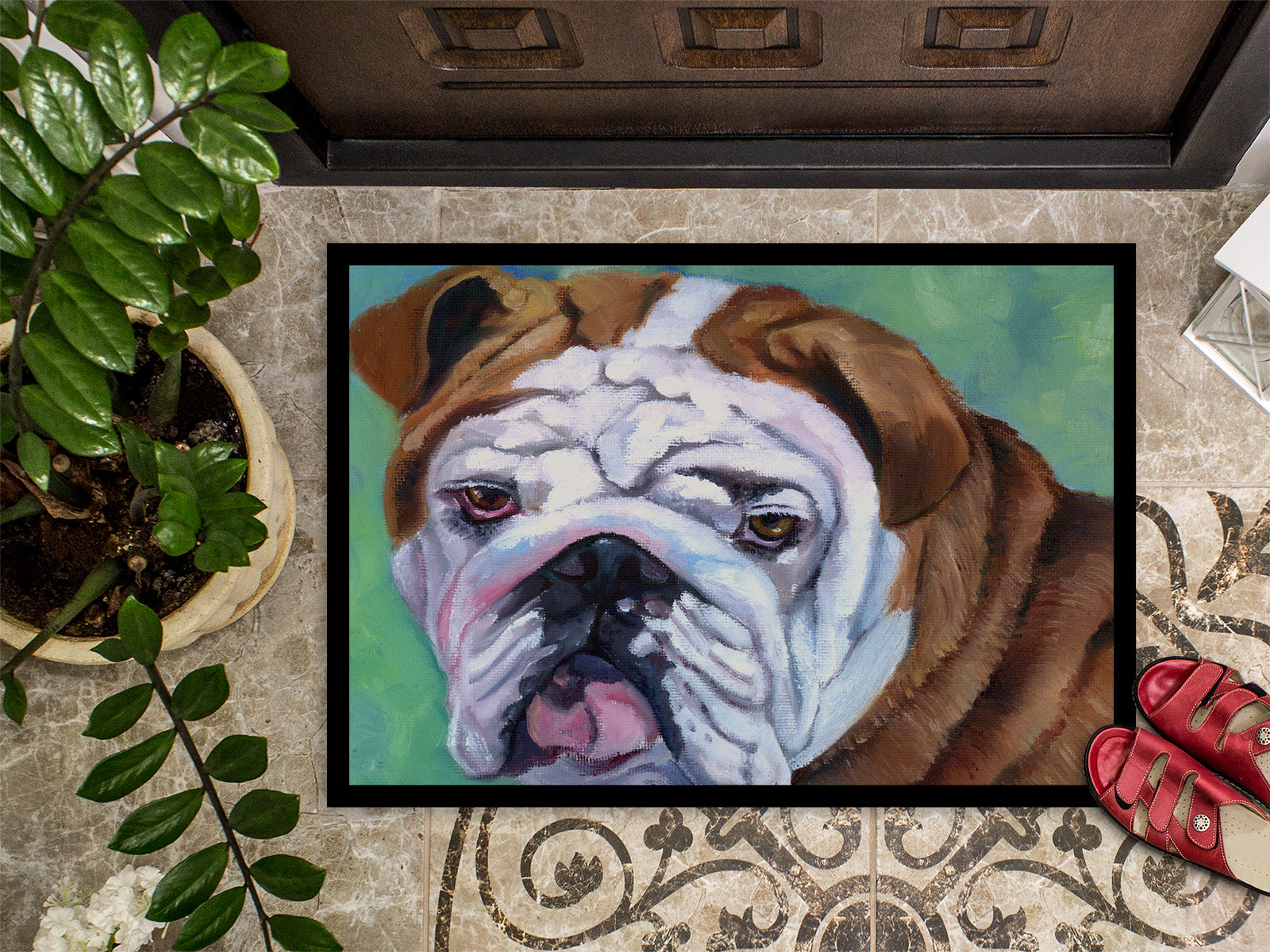 Caroline's Treasures Admiral the English Bulldog Doormat - 24x36 Decorative Floor Mat – Indoor/Outdoor Rug