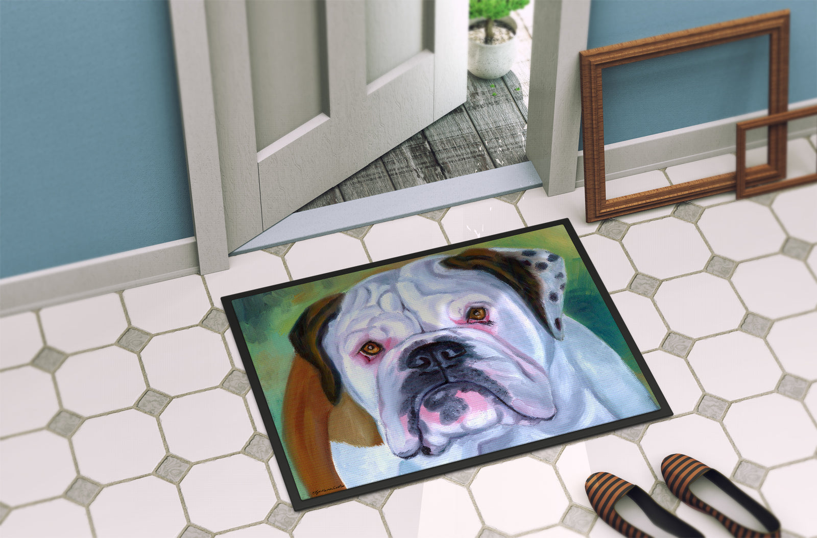 Caroline's Treasures Miss English Bulldog Doormat - 24x36 Decorative Floor Mat – Indoor/Outdoor Rug