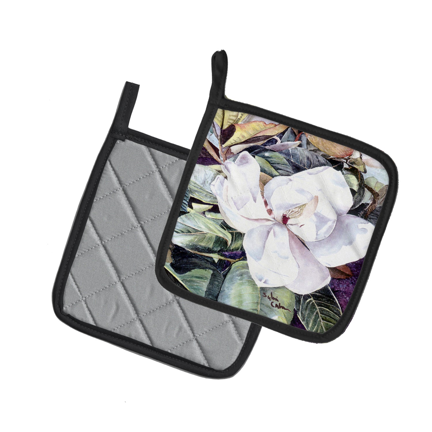 Caroline's Treasures Magnolia Pot Holders - Set of 2 Decorative Kitchen Helpers | Made in the USA 8002PTHD
