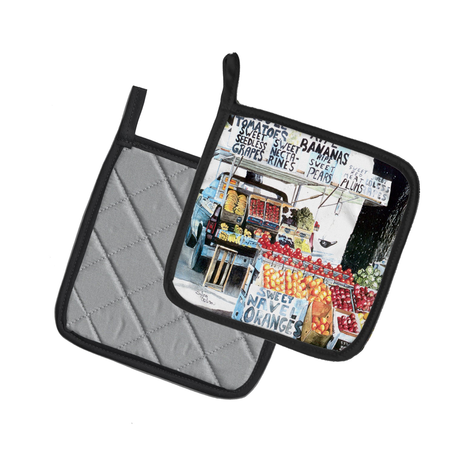 Caroline's Treasures Fruit Stand Pot Holders - Set of 2 Decorative Kitchen Helpers | Made in the USA 8054PTHD