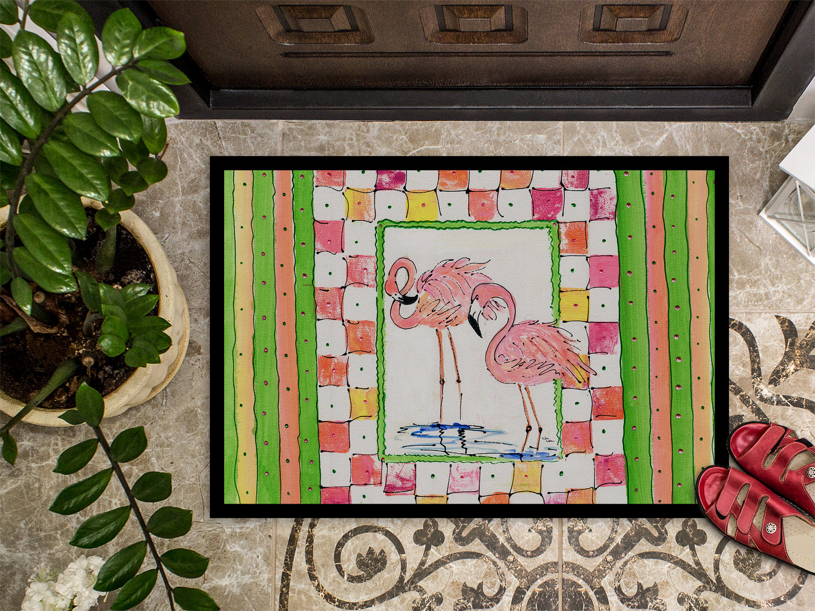 Caroline's Treasures Flamingo Doormat Doormat - Large 24x36 – Indoor/Outdoor Floor Mat