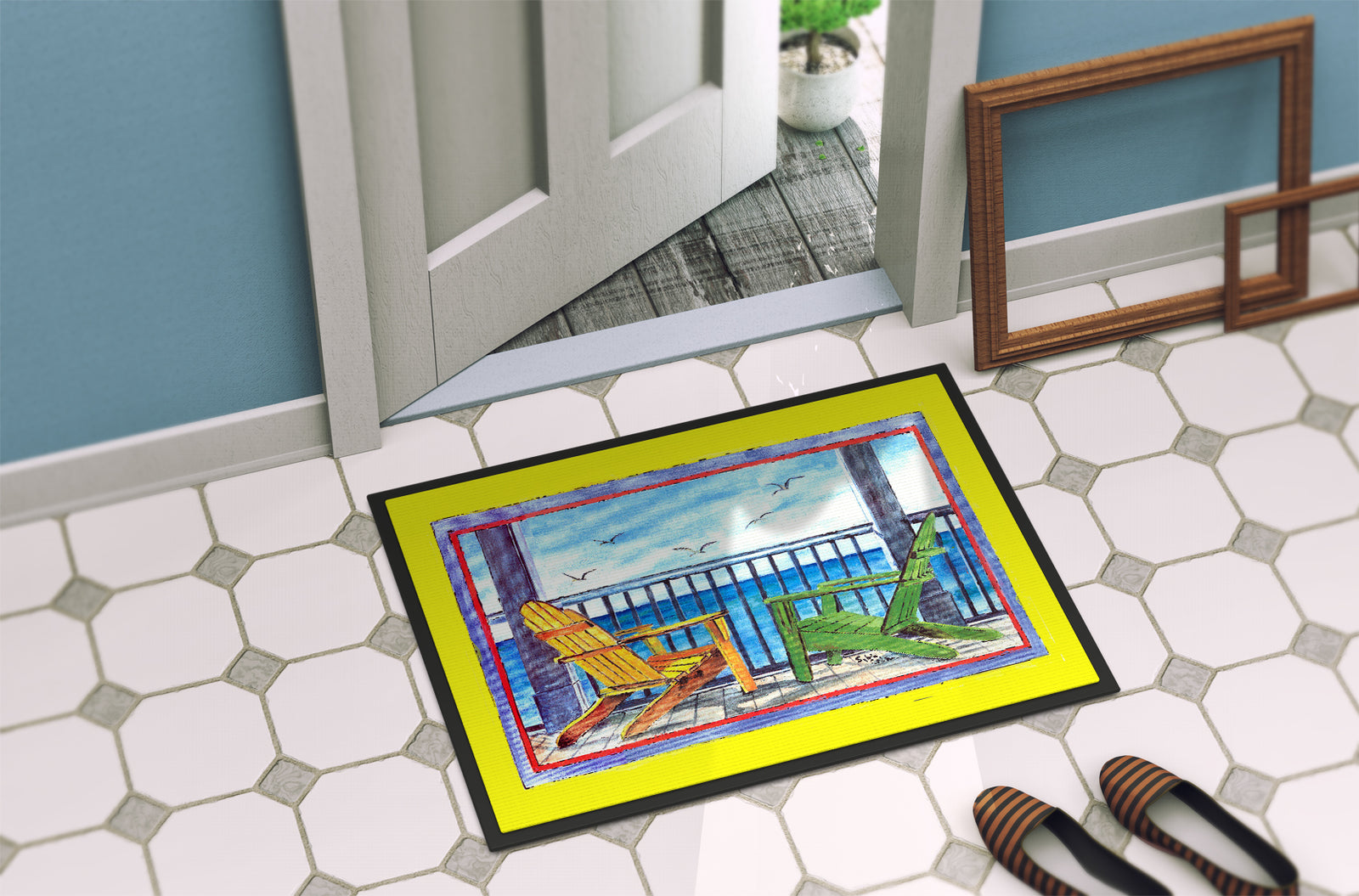 Caroline's Treasures Adirondack Chairs Yellow Doormat - 24x36 Decorative Floor Mat – Indoor/Outdoor Rug