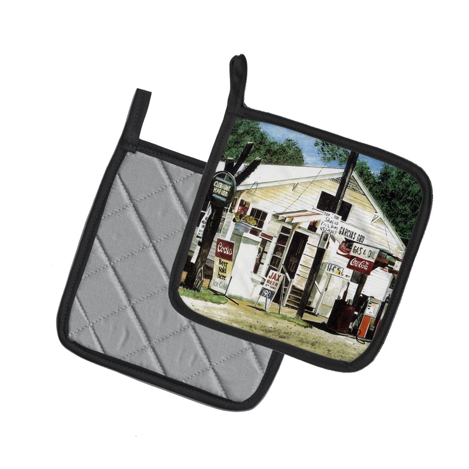 Caroline's Treasures Garcia's Grocery Pot Holders - Set of 2 Decorative Kitchen Helpers | Made in the USA 8130PTHD