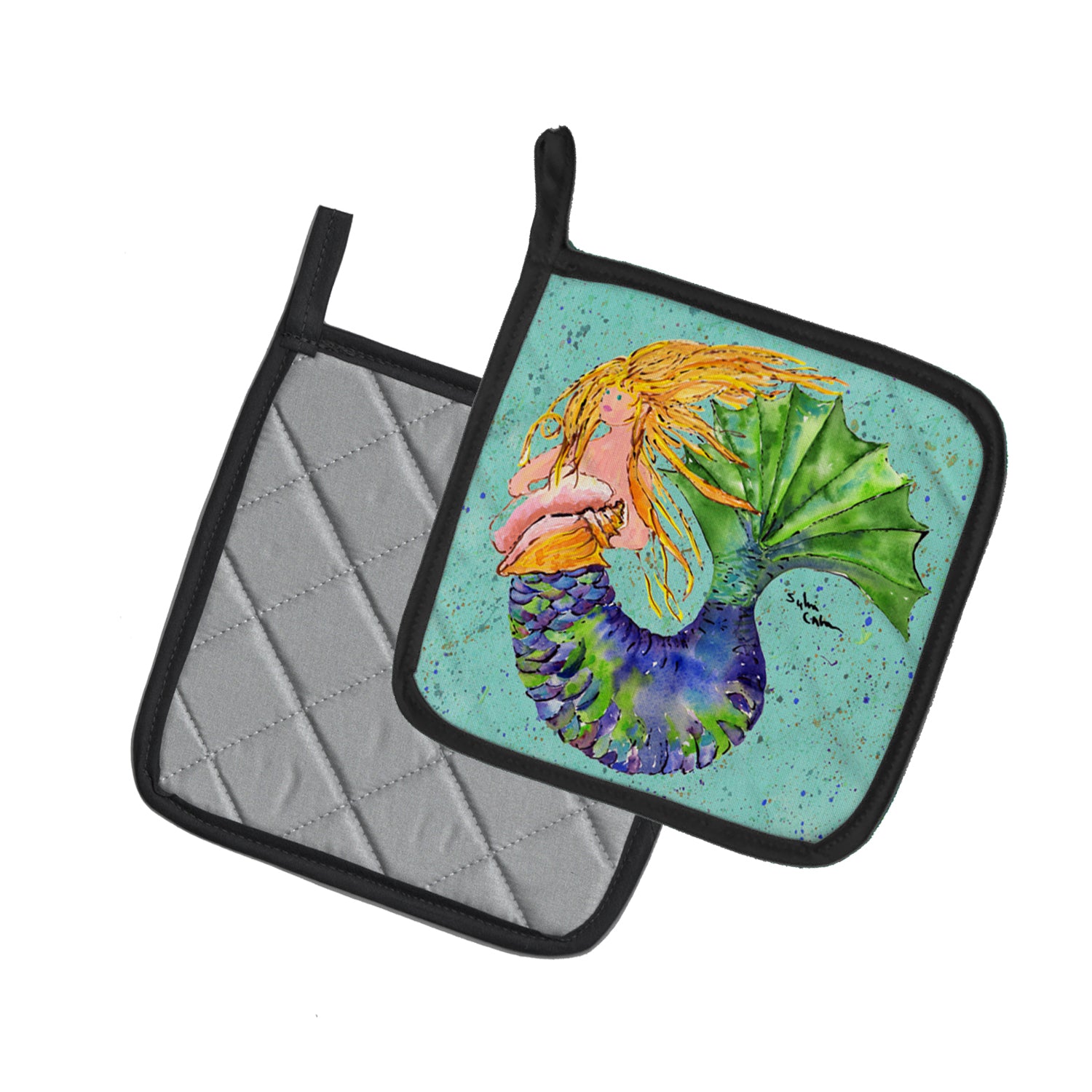 Caroline's Treasures Mermaid Pot Holders - Set of 2 Decorative Kitchen Helpers | Made in the USA 8336PTHD
