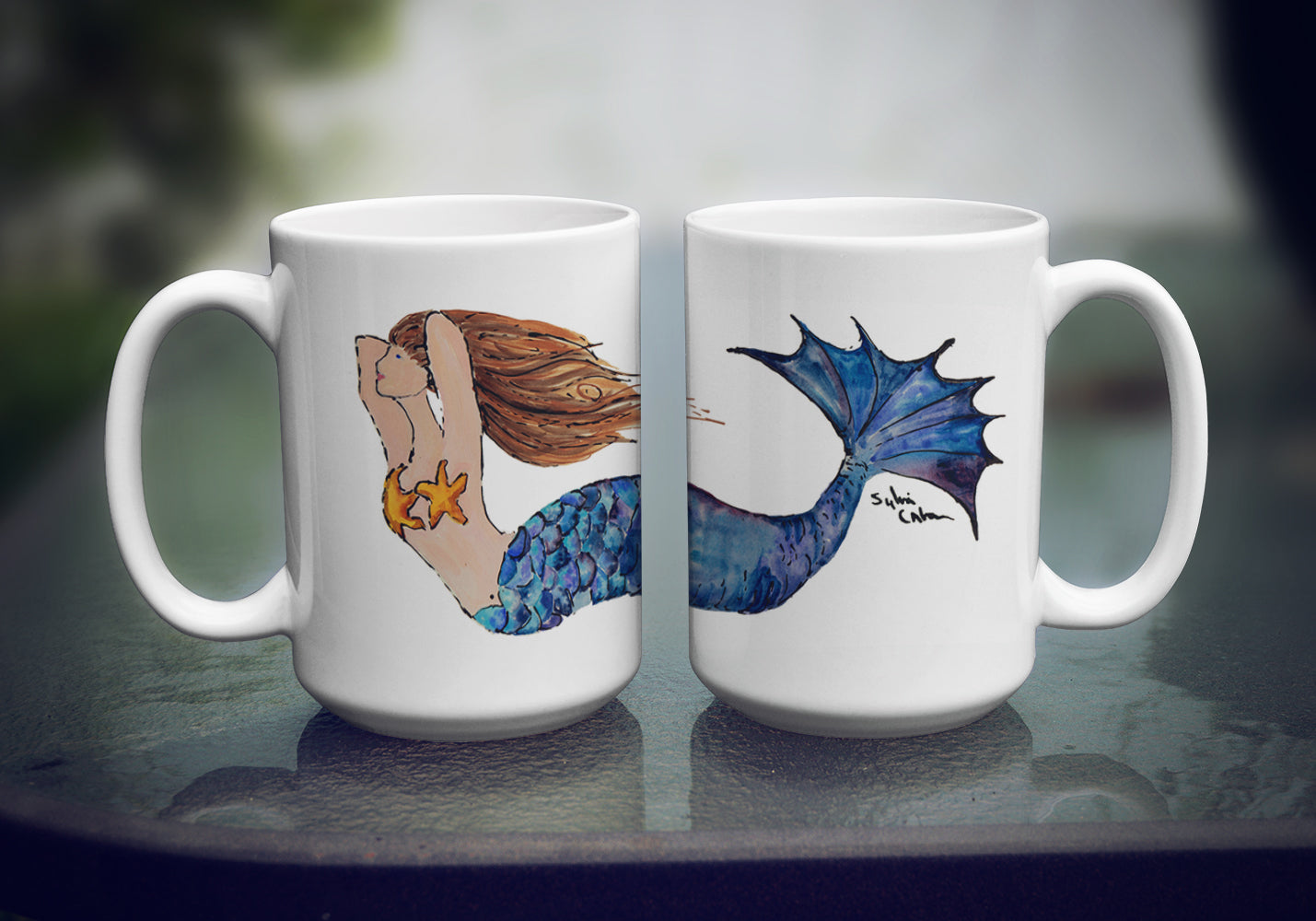 Brunette Mermaid Coffee Mug 15 oz