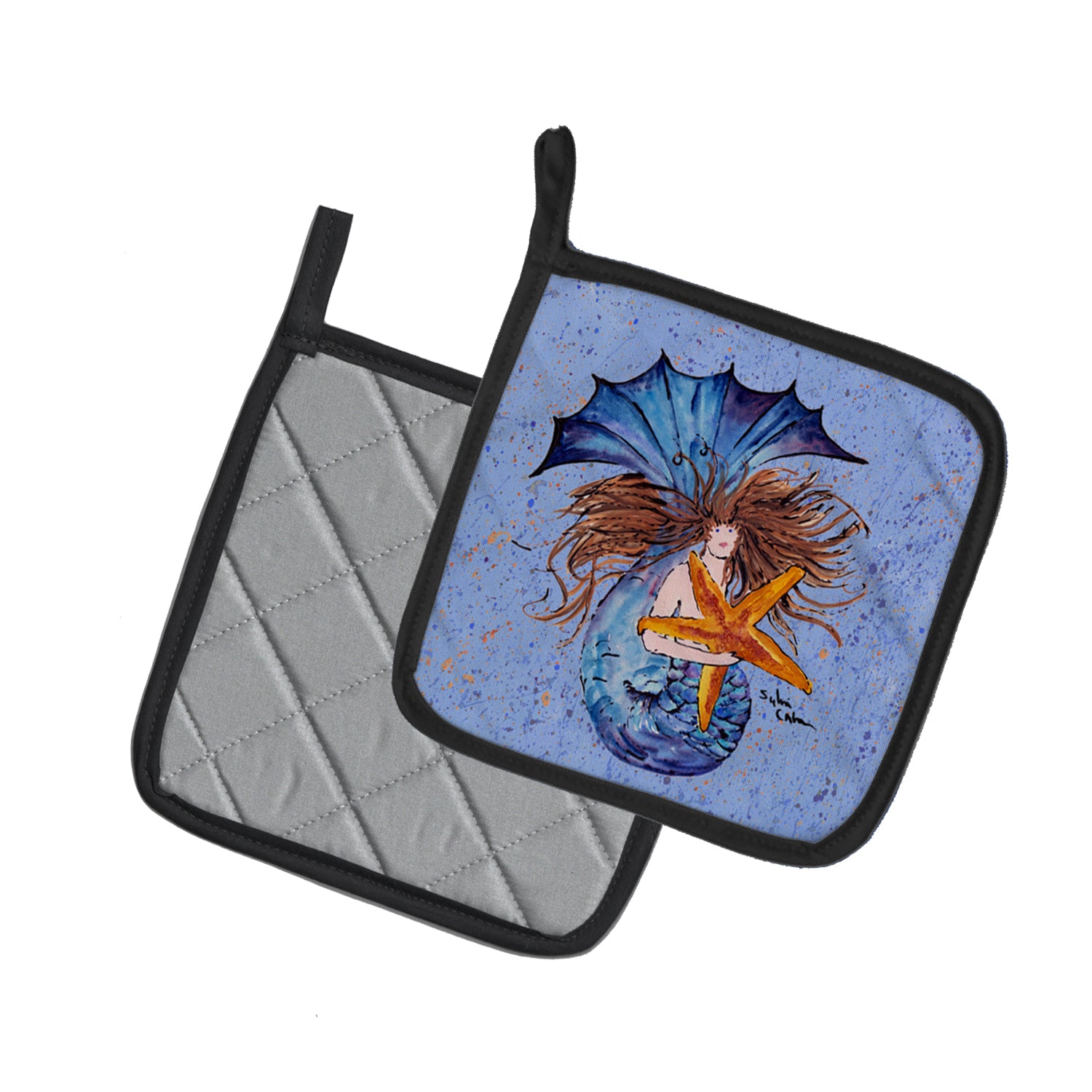 Caroline's Treasures Mermaid Pot Holders - Set of 2 Decorative Kitchen Helpers | Made in the USA 8337PTHD