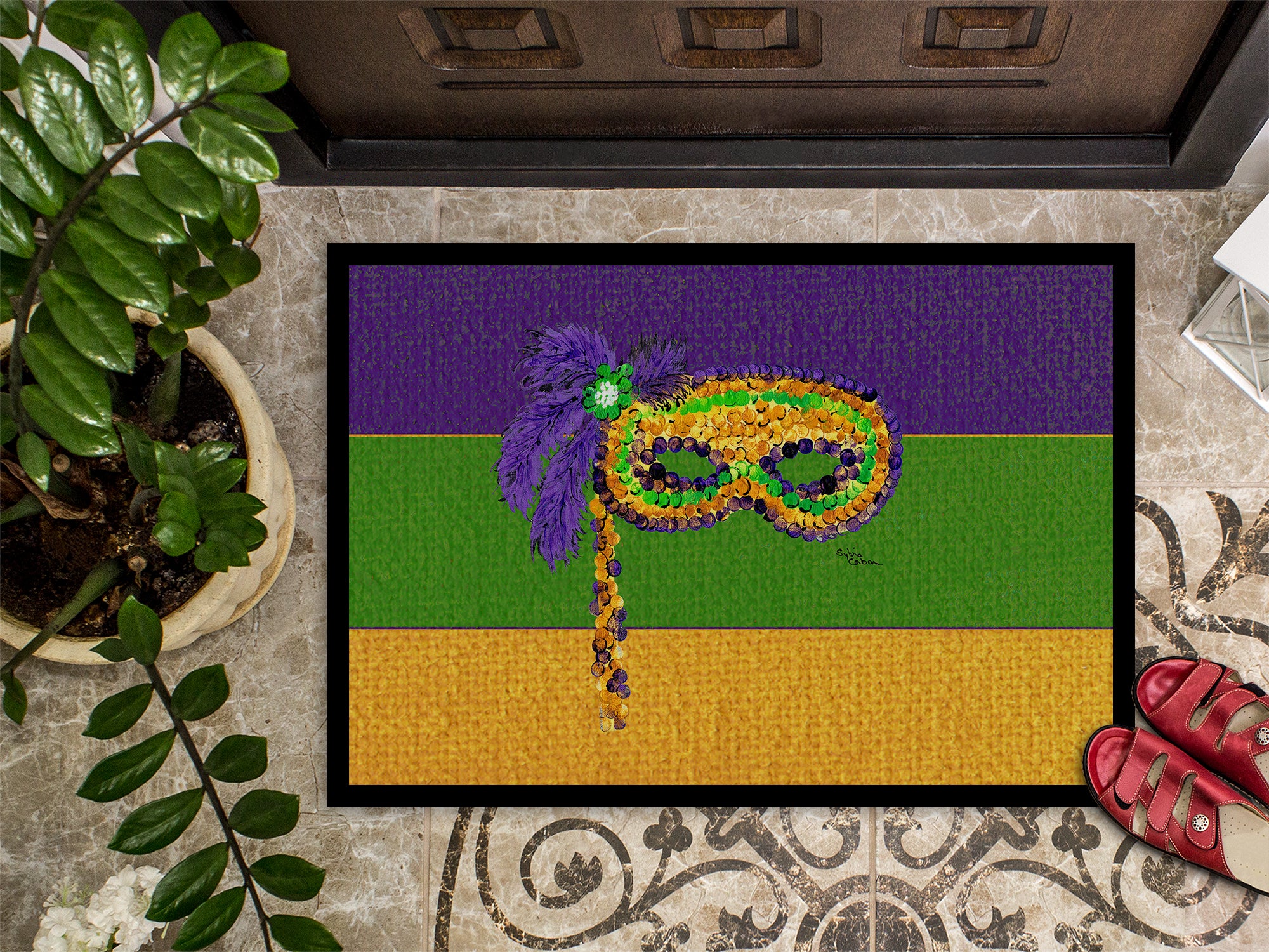 Caroline's Treasures Mardi Gras Doormat - 24x36 Decorative Floor Mat – Indoor/Outdoor Rug
