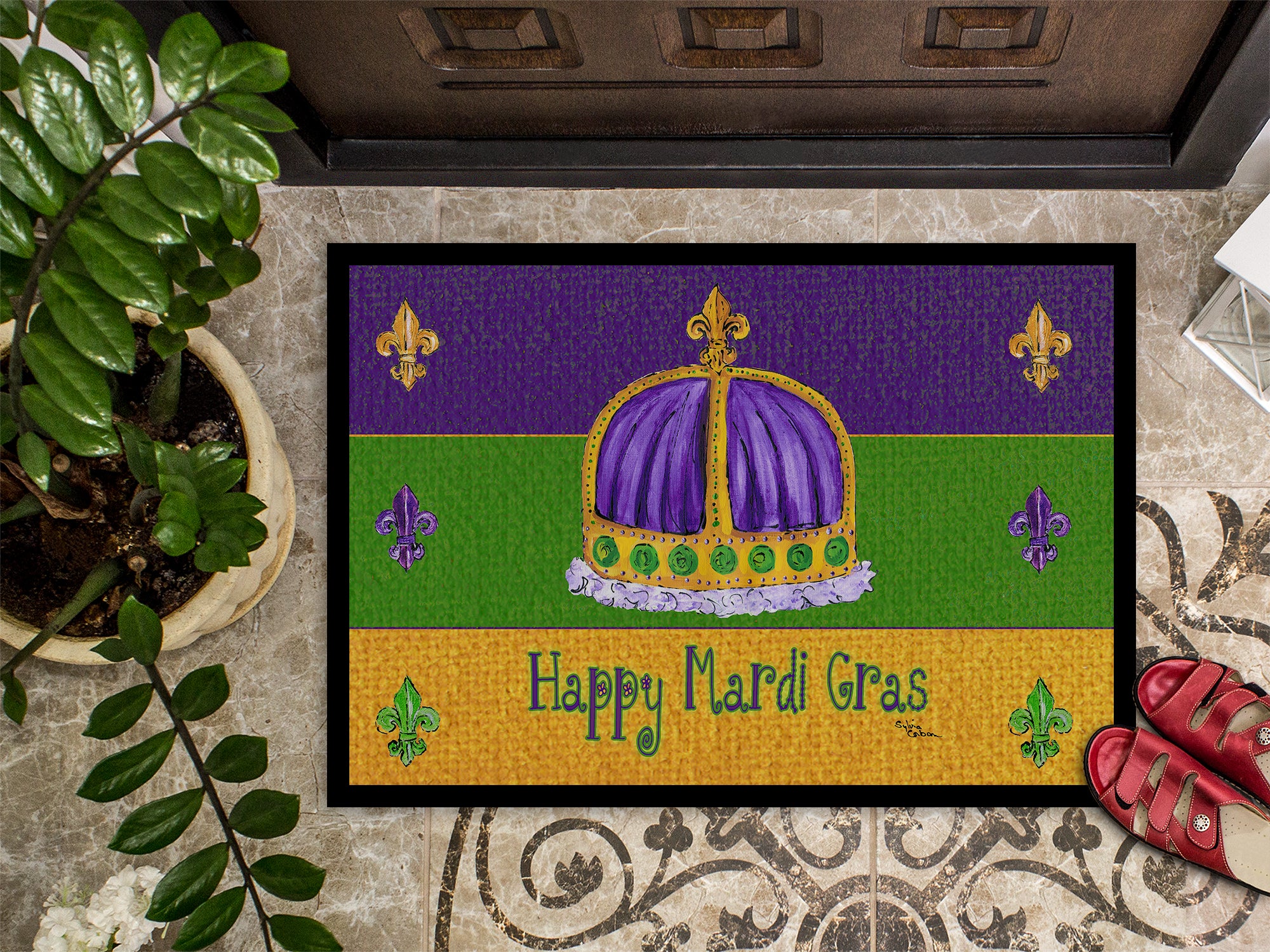 Caroline's Treasures Mardi Gras Doormat Doormat - Large 24x36 – Indoor/Outdoor Floor Mat