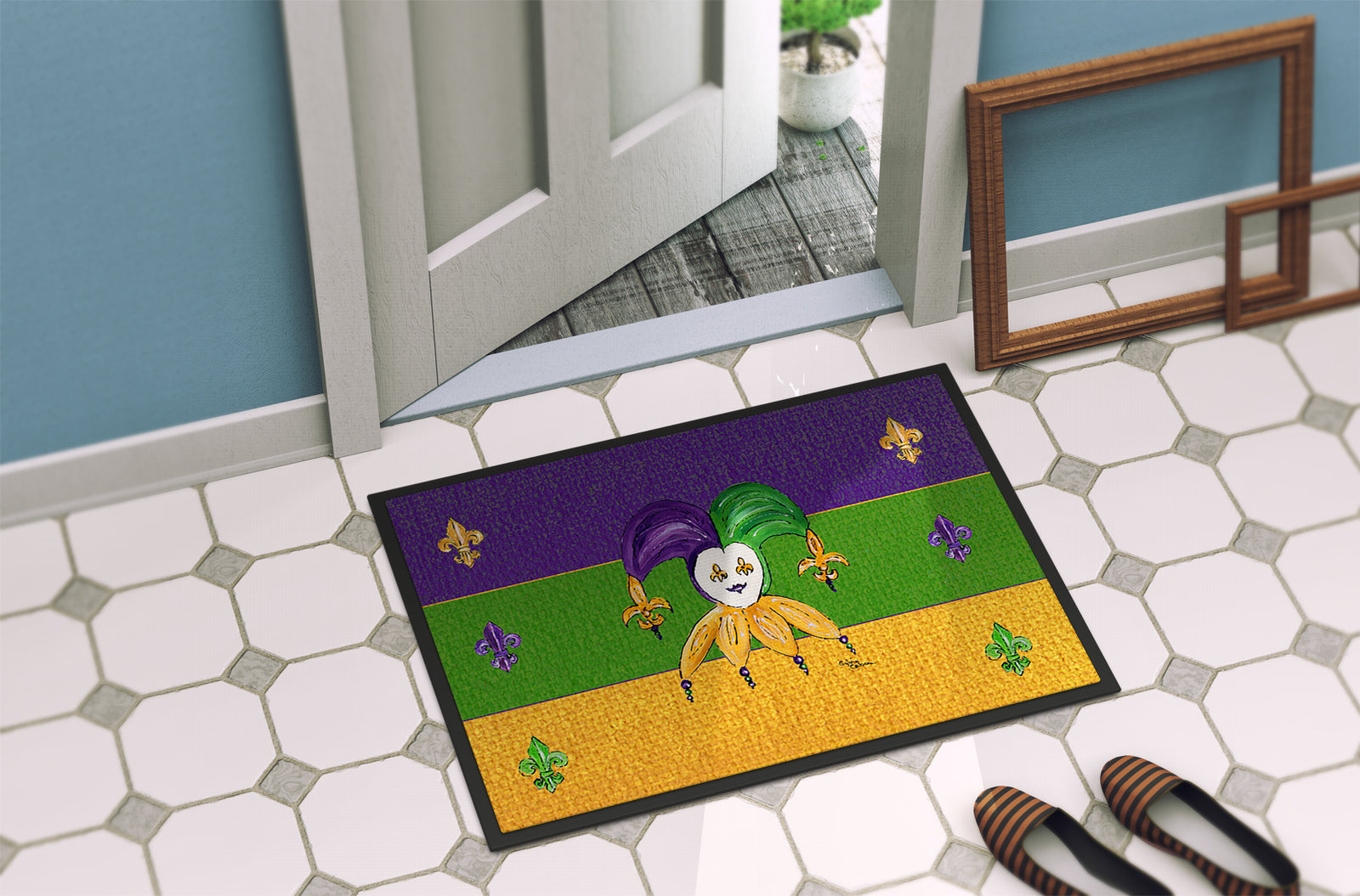 Caroline's Treasures Mardi Gras Doormat - 24x36 Decorative Floor Mat – Indoor/Outdoor Rug