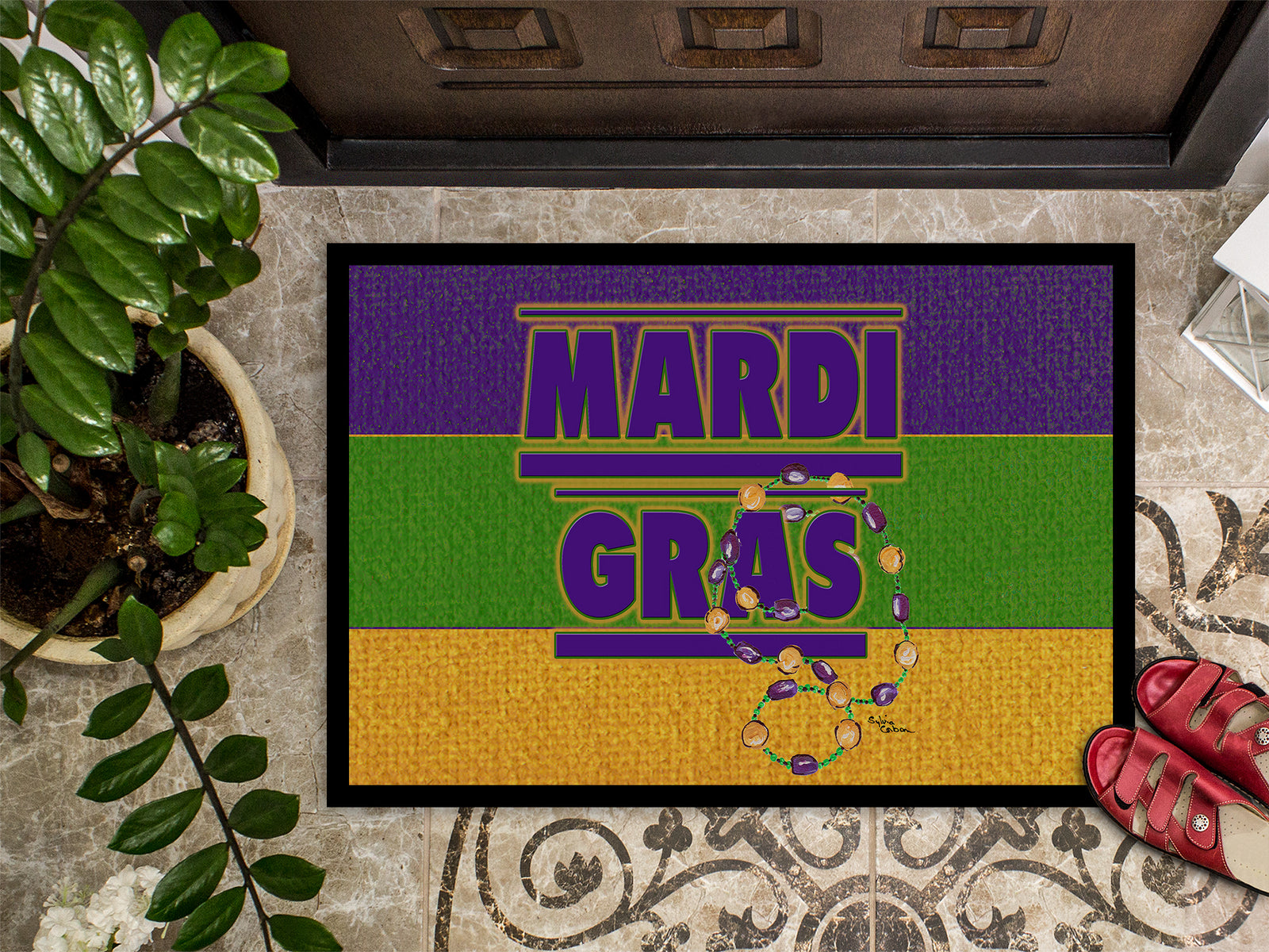 Caroline's Treasures Mardi Gras Doormat - 24x36 Decorative Floor Mat – Indoor/Outdoor Rug