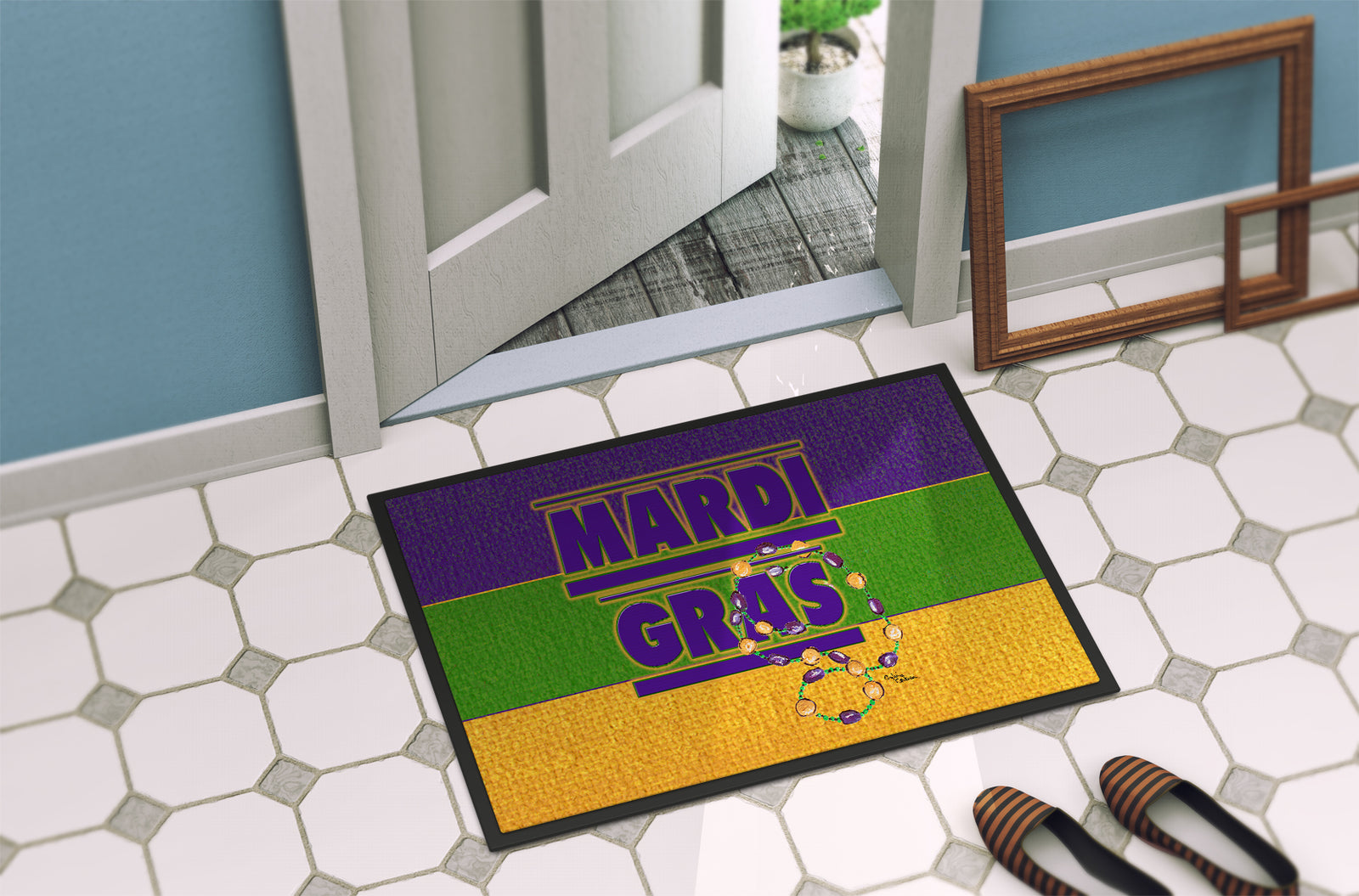 Caroline's Treasures Mardi Gras Doormat - 24x36 Decorative Floor Mat – Indoor/Outdoor Rug