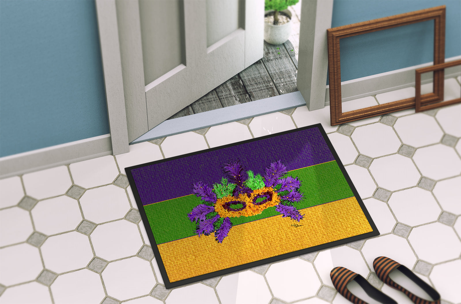Caroline's Treasures Mardi Gras Doormat - 24x36 Decorative Floor Mat – Indoor/Outdoor Rug