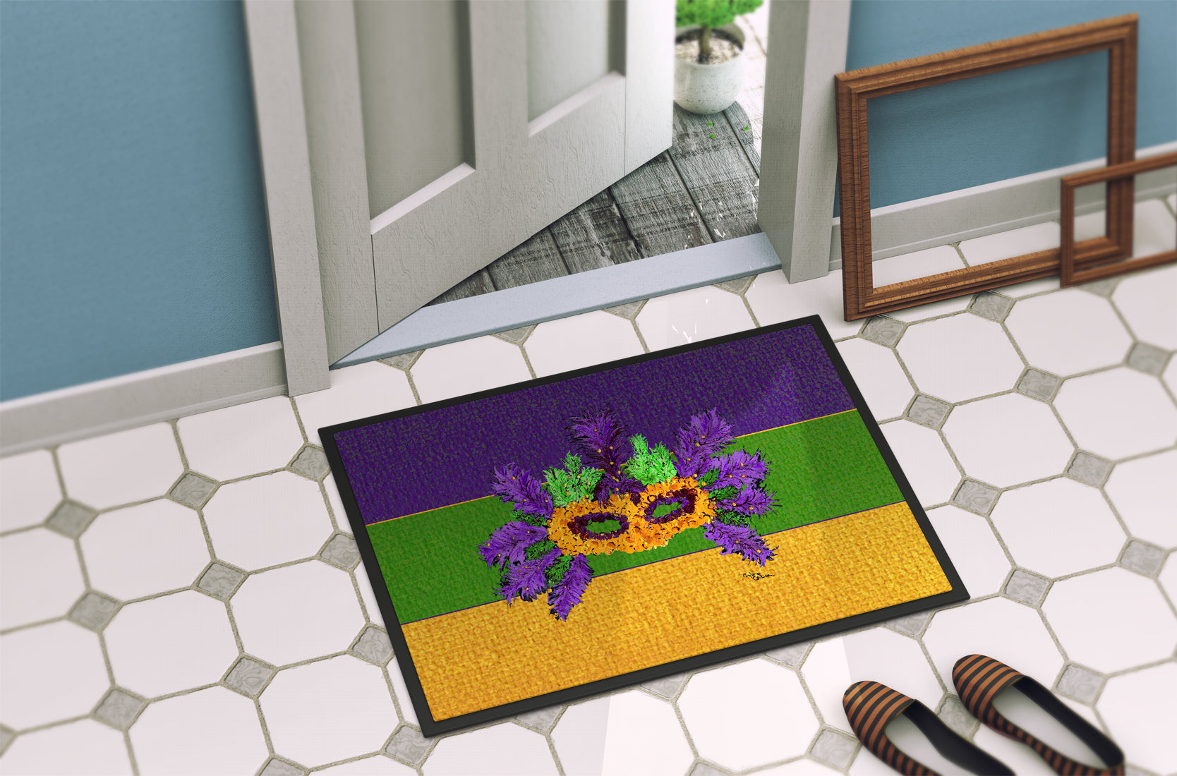 Caroline's Treasures Mardi Gras Doormat - 24x36 Decorative Floor Mat – Indoor/Outdoor Rug