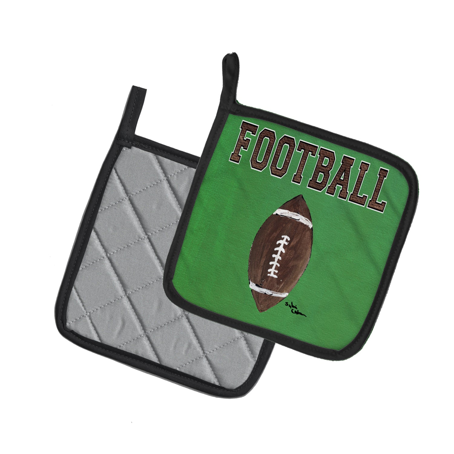 Caroline's Treasures Football Pot Holders - Set of 2 Decorative Kitchen Helpers | Made in the USA 8487PTHD