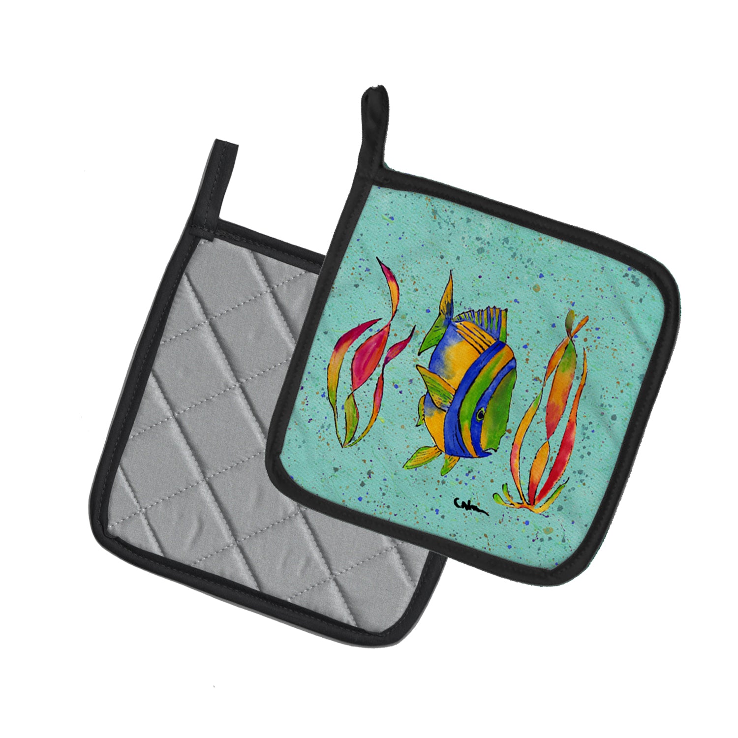 Caroline's Treasures Tropical Fish Pot Holders - Set of 2 Decorative Kitchen Helpers | Made in the USA 8530PTHD