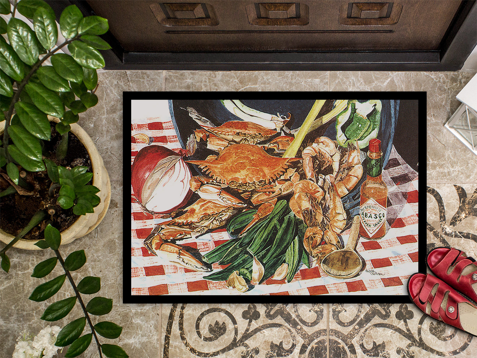 Caroline's Treasures Crab Boil Doormat - 24x36 Decorative Floor Mat – Indoor/Outdoor Rug