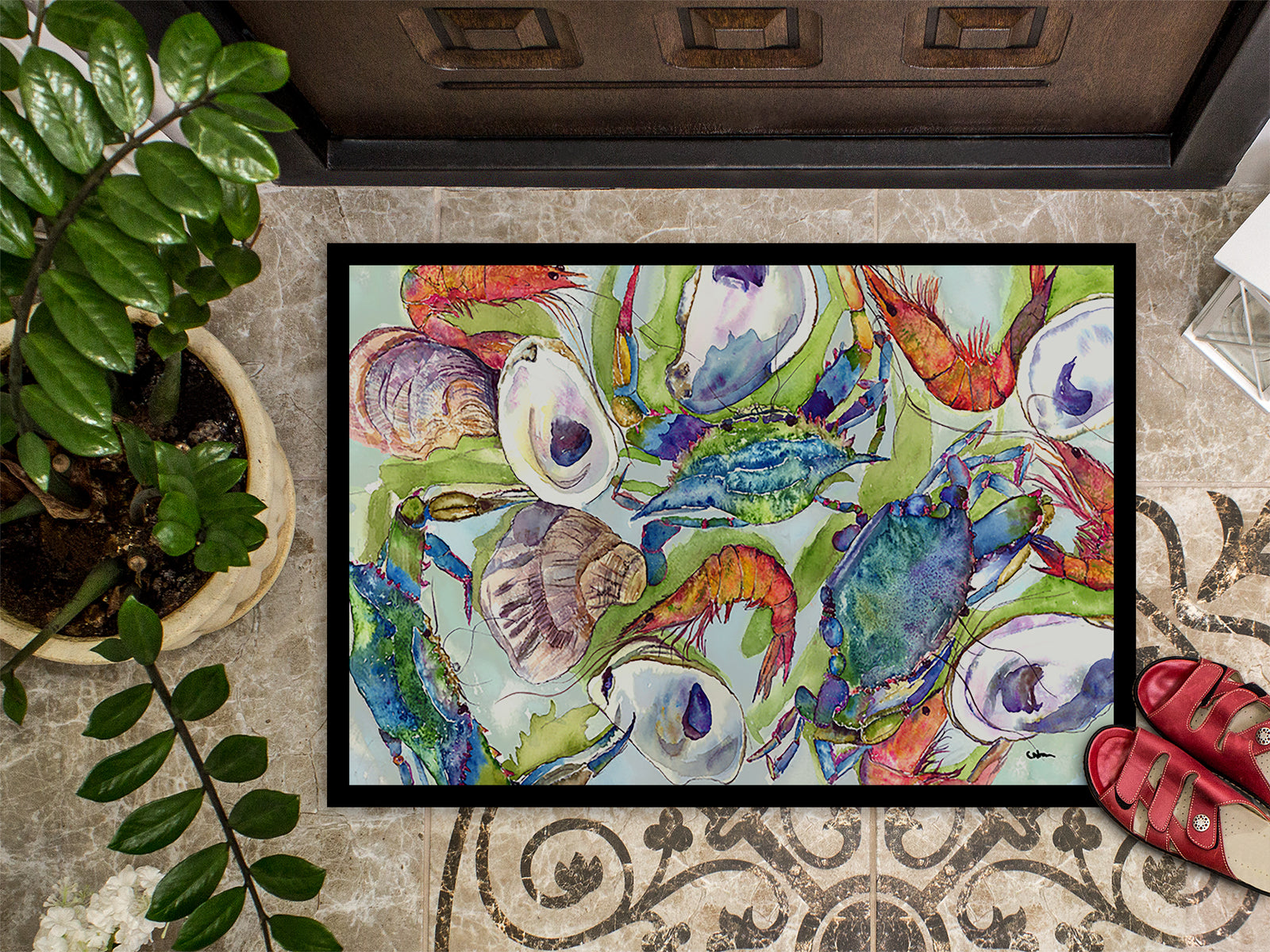 Caroline's Treasures Crab Doormat - 24x36 Decorative Floor Mat – Indoor/Outdoor Rug