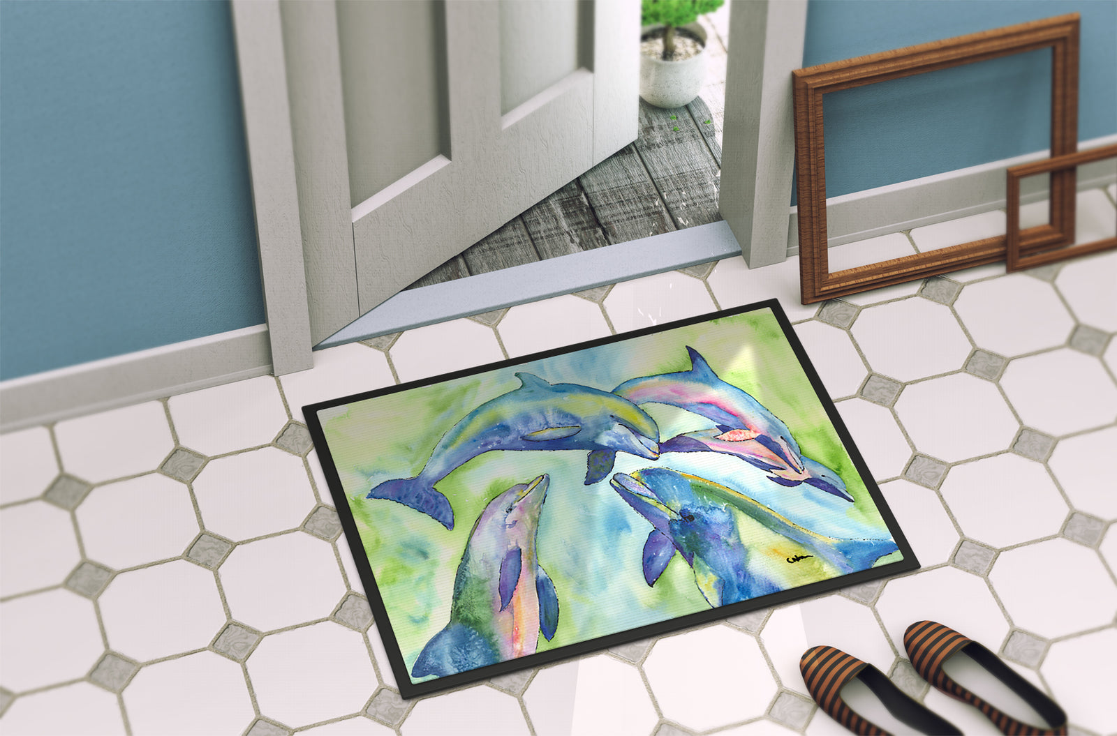 Caroline's Treasures Dolphin Doormat - 24x36 Decorative Floor Mat – Indoor/Outdoor Rug