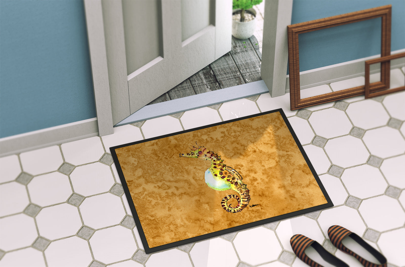 Caroline's Treasures Seahorse Doormat - 24x36 Decorative Floor Mat – Indoor/Outdoor Rug