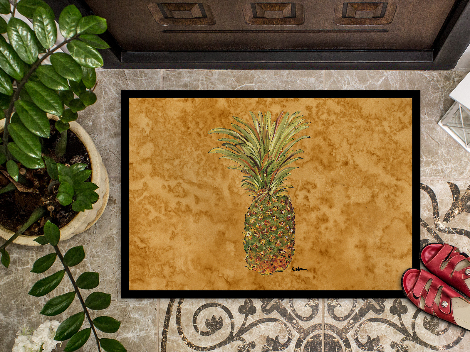 Caroline's Treasures Pineapple Doormat - 24x36 Decorative Floor Mat – Indoor/Outdoor Rug