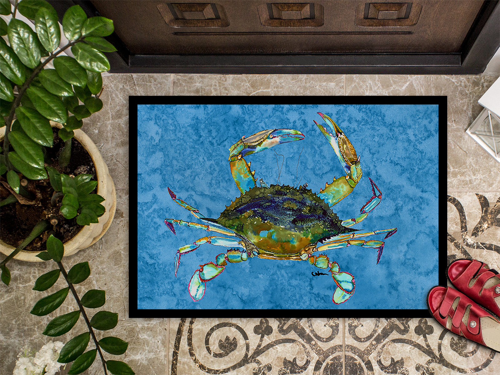 Caroline's Treasures Crab Doormat - 24x36 Decorative Floor Mat – Indoor/Outdoor Rug