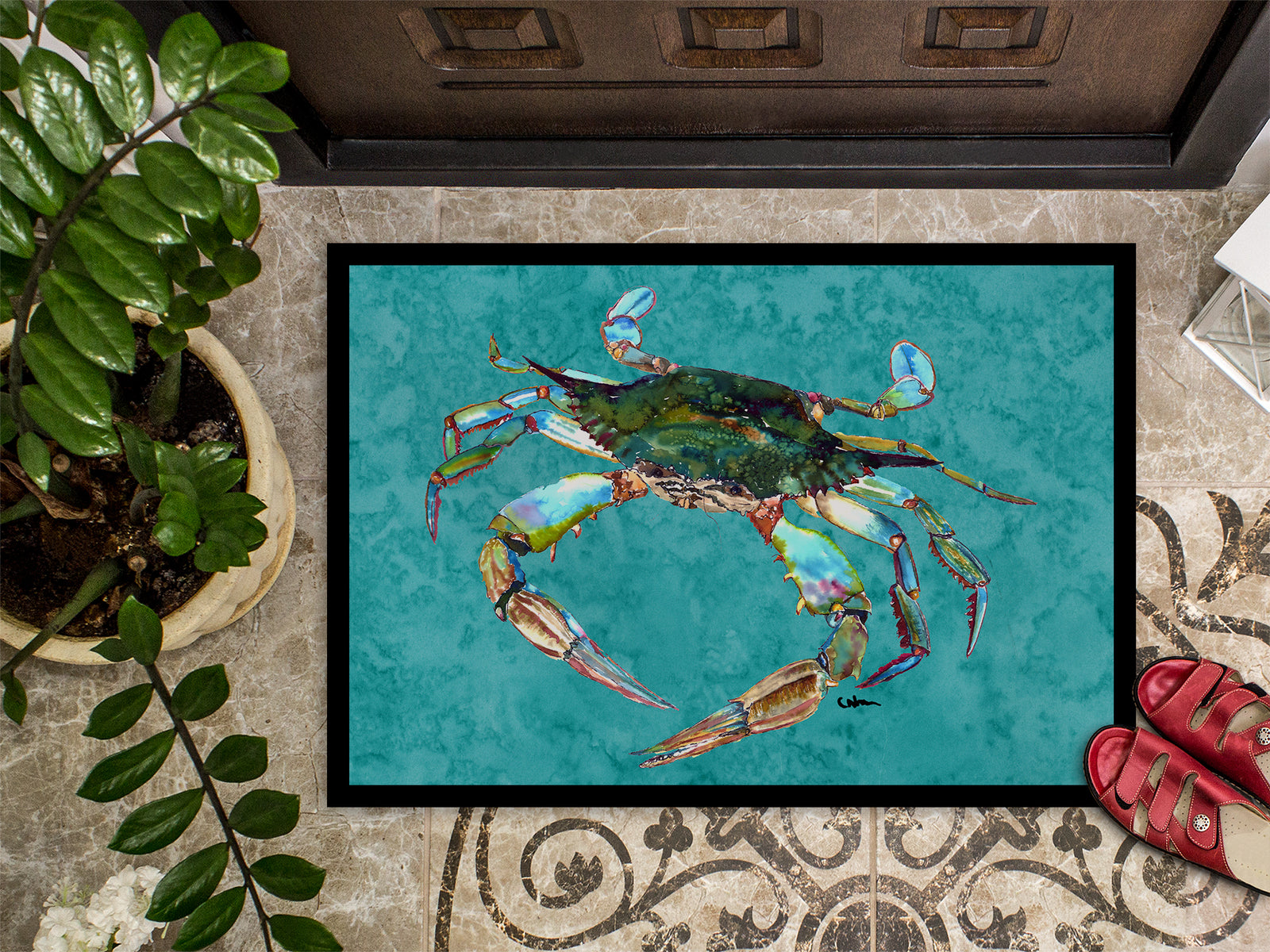 Caroline's Treasures Crab Doormat - 24x36 Decorative Floor Mat – Indoor/Outdoor Rug