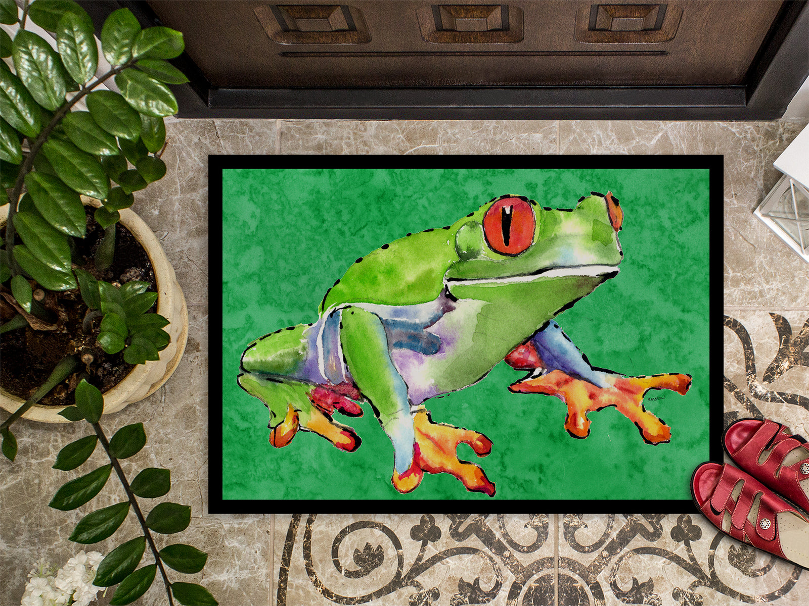 Caroline's Treasures Frog Doormat - 24x36 Decorative Floor Mat – Indoor/Outdoor Rug