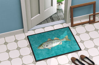 Caroline's Treasures Fish Striped Bass Doormat - 24x36 Decorative Floor Mat – Indoor/Outdoor Rug
