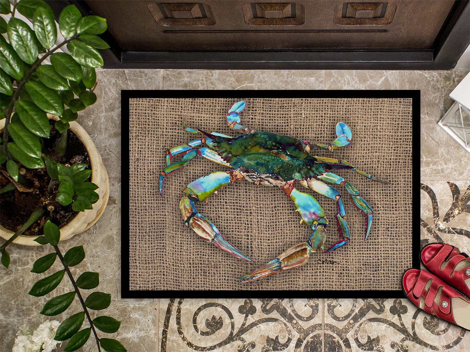 Caroline's Treasures Crab Doormat - 24x36 Decorative Floor Mat – Indoor/Outdoor Rug