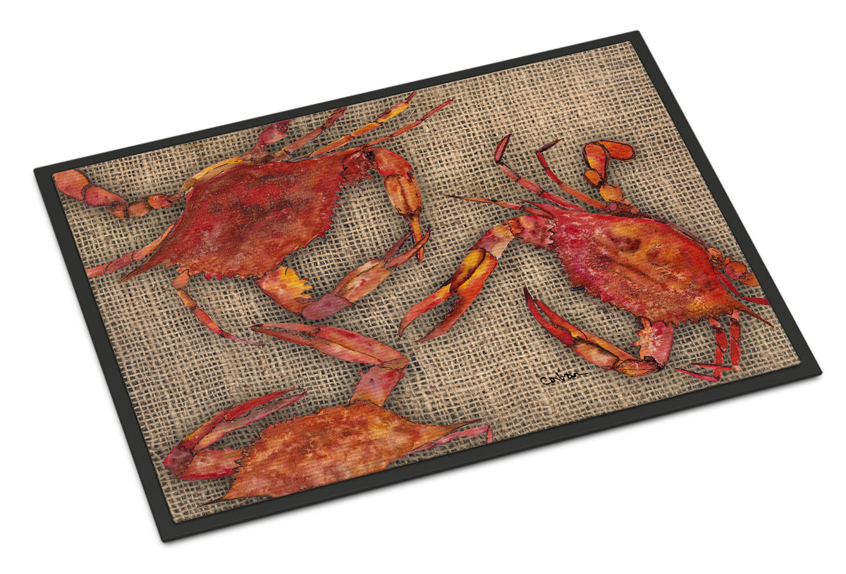 Caroline's Treasures Cooked Crabs on Faux Burlap Doormat - 24x36 Decorative Floor Mat – Indoor/Outdoor Rug