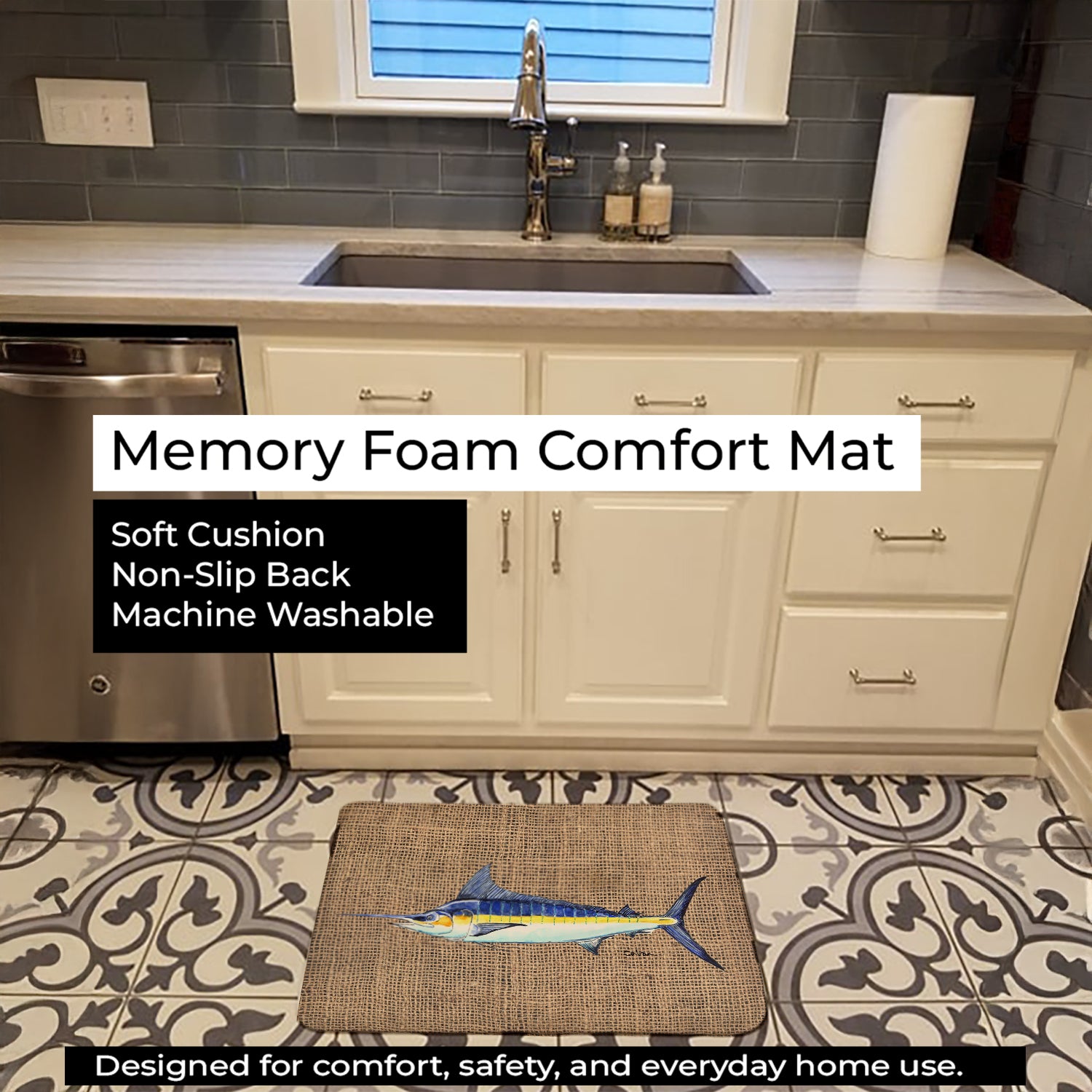 Caroline's Treasures Fish - Marlin Machine Washable Memory Foam Mat 8773RUG