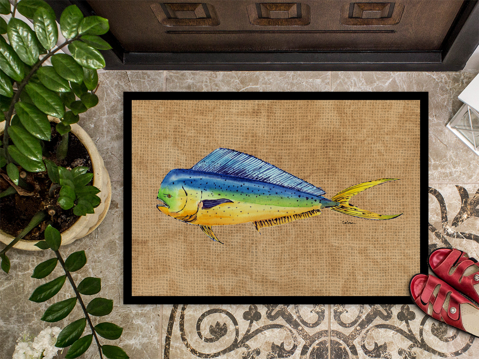 Caroline's Treasures Dolphin Mahi Mahi Doormat - 24x36 Decorative Floor Mat – Indoor/Outdoor Rug