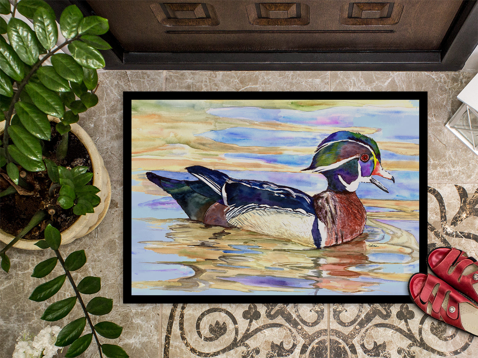Caroline's Treasures Wood Duck Doormat - 24x36 Decorative Floor Mat – Indoor/Outdoor Rug