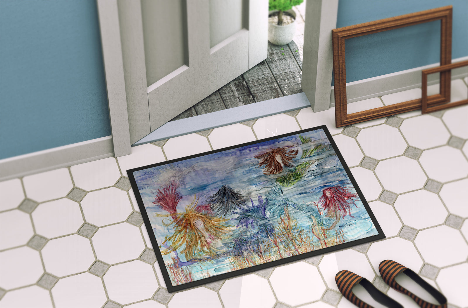 Caroline's Treasures Abstract Mermaid Water Fantasy Doormat - 24x36 Decorative Floor Mat – Indoor/Outdoor Rug